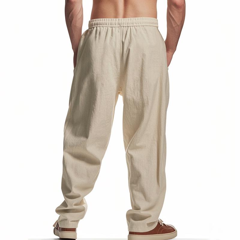 Four seasons men's linen breathable bohemian style loose wide-leg hip-hop casual sports trousers men