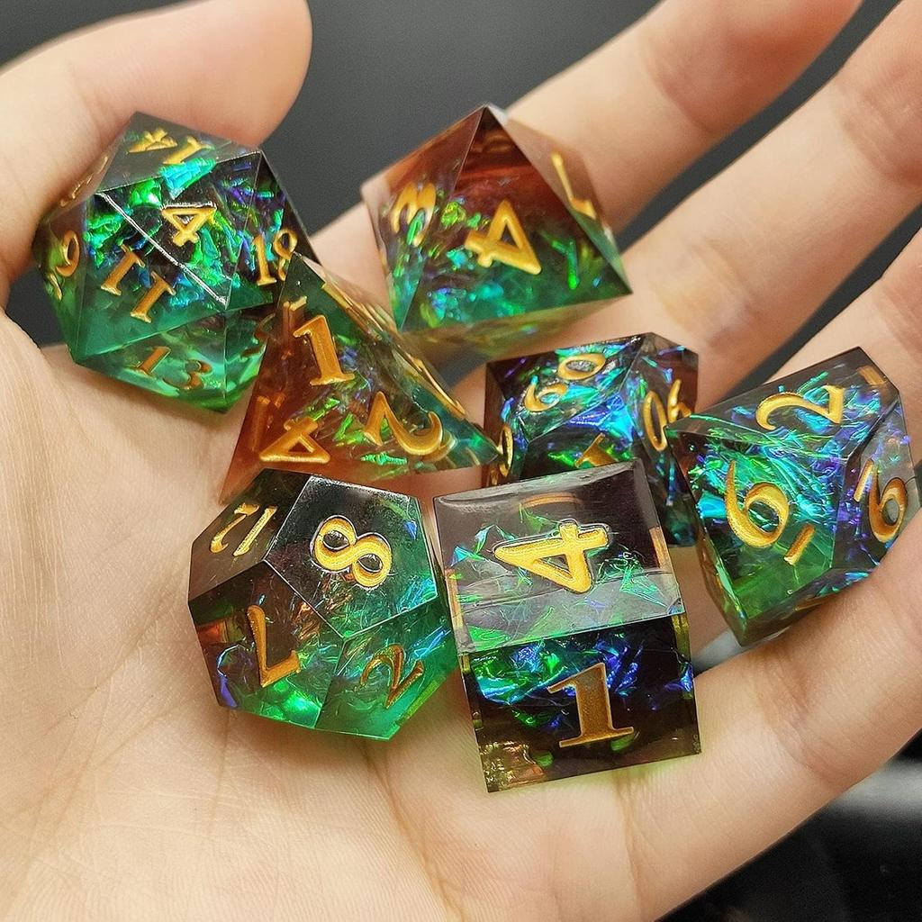 D&D DND Dice Set Dungeons and Dragons Gift RPG MTG D20 Polyhedron Resin Dice Handmade with Sharp Edges Role-Playing Board Game Digital Teaching