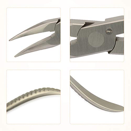 Hanchen AB-15 Bent Nose Pliers for Eyeglasses, Adjustable Pads, Clings, and Nose Pads, Perfect for Opticians, Beginners Only (Stainless Steel Handle)