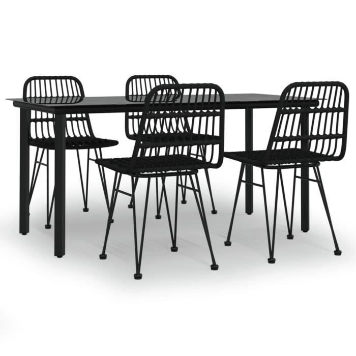 3157897 vidaXL Garden Dining Furniture 5 Pcs Black Wicker