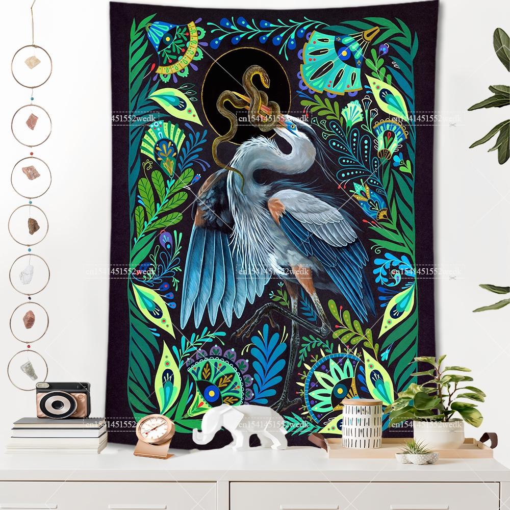 Raven Norse Folk Tapestry Medieval Animals Birds Tarot Tapestrys Room Decor Aesthetics Landscape Art Posters Background Cloths