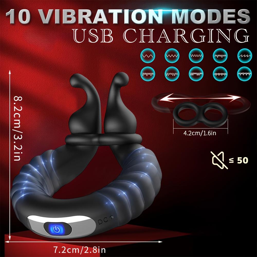 Male Penis Ring, Testicle Toy, Penis Ring Vibrator, Male Sex Toy. Dual Resonance G-spot Stimulating Vibrator. Adult Toy. Comes with 10 Vibration Modes