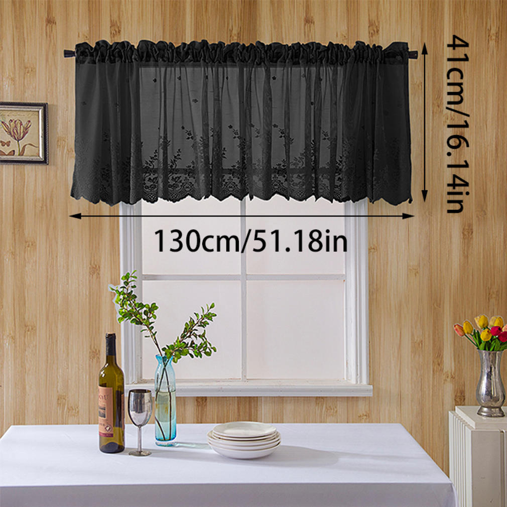 Farmhouse Rustic Style Kitchen Short Sheer Curtains Elegant Lace Blackout Window Valance for Bedroom Bathroom