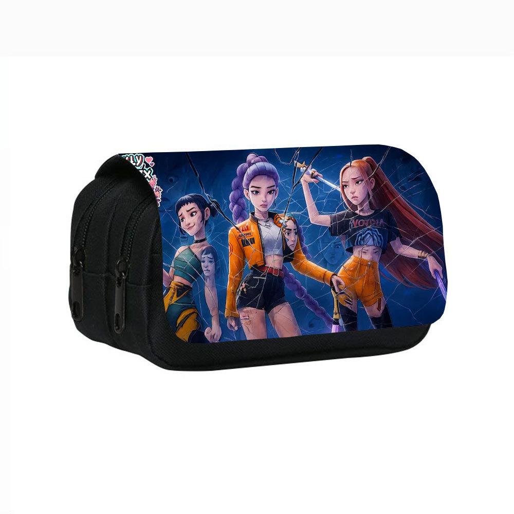 Demon Hunters Student Pencil Case for Girl Office School Pen Bag Cartoon Stationery Holder
