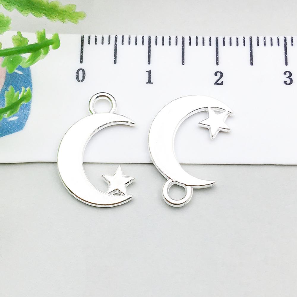 100-Piece Five-Color Alloy Sun, Moon, and Star Pendant Charms for DIY Jewelry