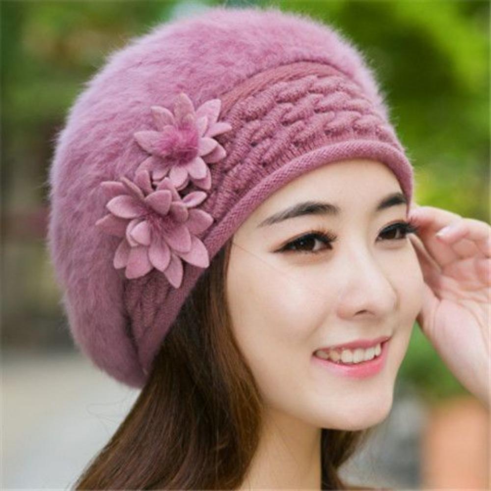 Women's Winter Fashion Mid-aged Mom Hat Autumn and Winter Beret Thickened Warm Hat