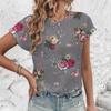 Vintage Flower Print High Quality T-shirt 2024 Casual Breathable Women's T-shirt New Elegant Fashion Loose Round Neck T-shirt
