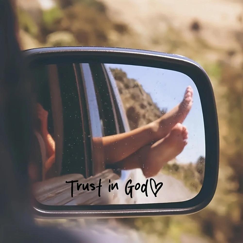 Car Sticker Trust In God Believe In God Rearview Mirror Stickers Funny Creative Stickers For Car Motorcycle