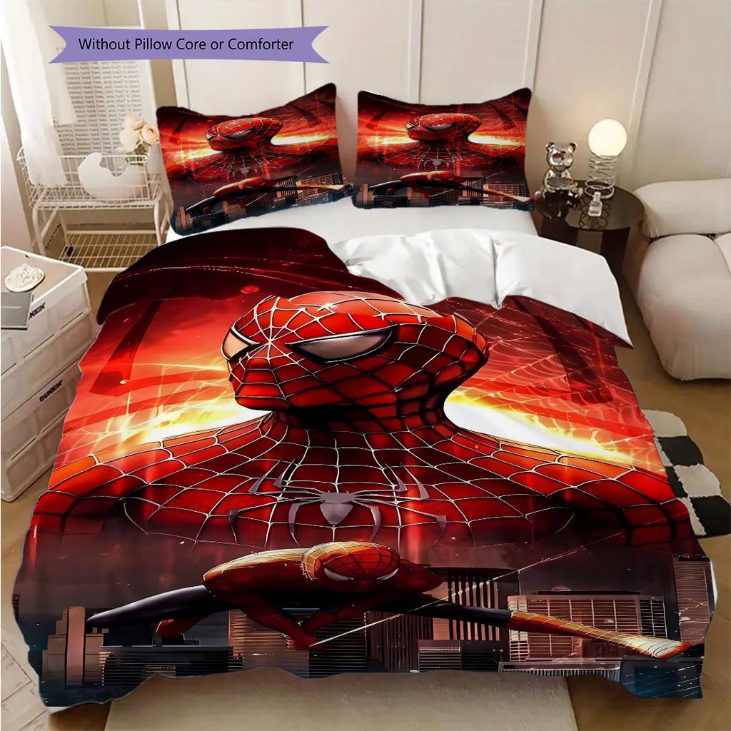 Spider-Man Superhero Series Bedroom Three-Piece Duvet Cover Bedding Set (1*Duvet Cover + 2*Pillowcase, Without Core)
