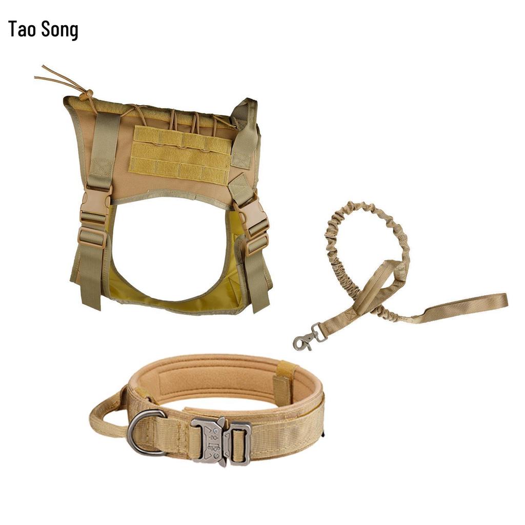 Adjustable Tactical Outdoor Dog Leash and Harness Set for Large Dogs