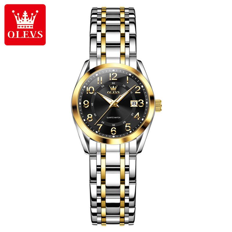 OLEVS Zegarki damskie Wodoodporny Zegarek damski ze stali nierdzewnej Luksusowa świecąca tarcza Kalendarz Oryginalny zegarek kwarcowy