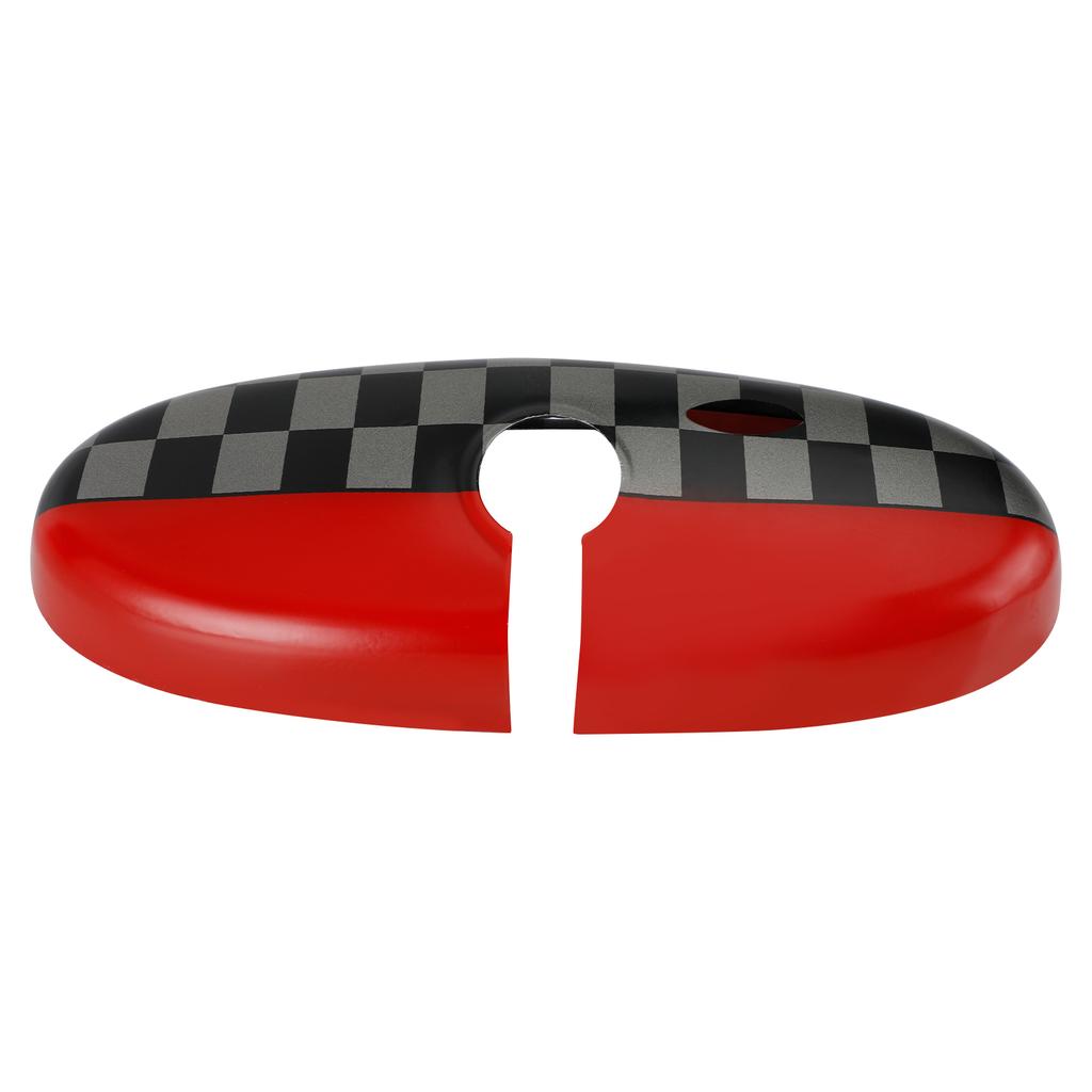 Black/Grey Checkered Red Rear View Mirror Cover For BMW MINI Cooper R55 R56 R57