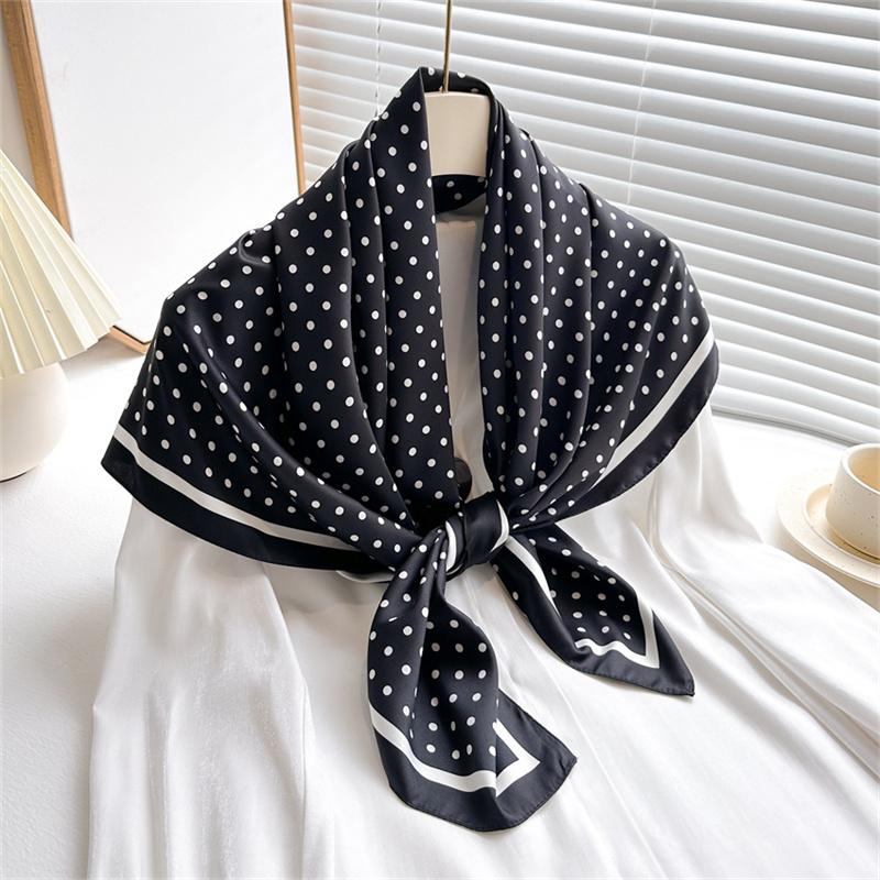 Polka Dot Korean Printed Silk Scarf 90cm Twill Silk Scarf Luxury Large Square Scarf New Shawl Headscarf Hijab