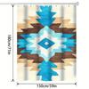 Aztec Geometric Shower Curtain - Blue & Brown Pattern, Polyester, Washable, Hooked, Southwestern Bath Decor