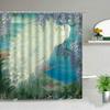 Flower And Dragonfly Scenery Shower Curtains Peacocks Sailboat Sunflower Ocean Oil Painting Landscape Waterproof Cloth Curtain