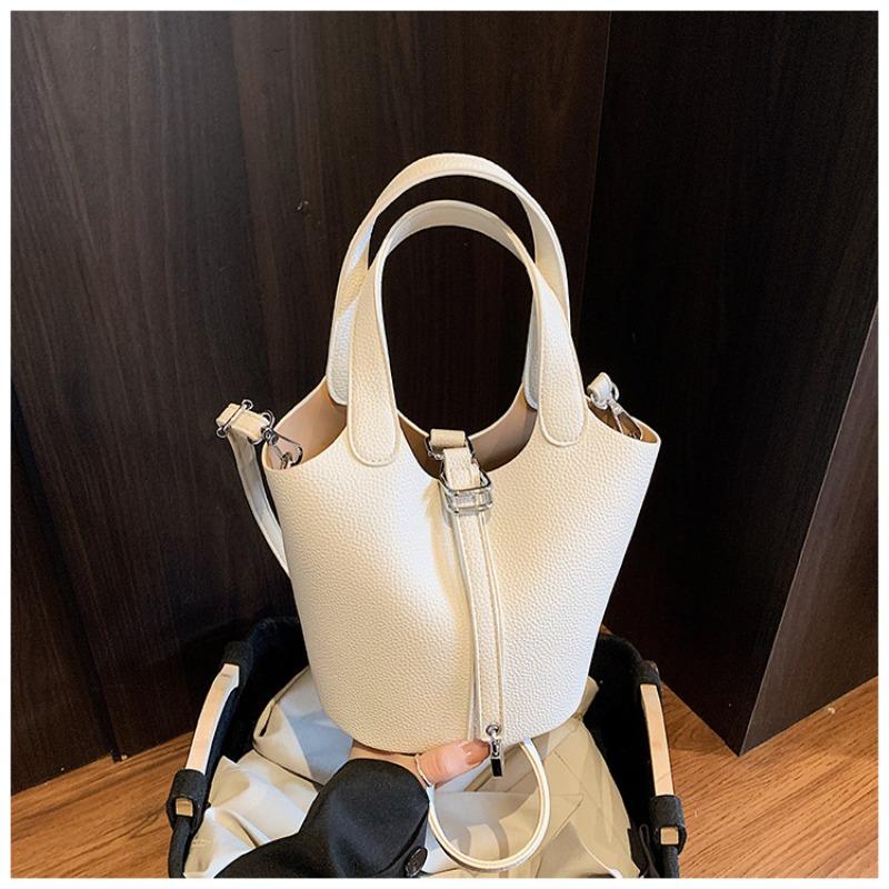 

Сумка-ведро нишевый дизайн сумка-корзина для овощей модная сумка-мессенджер для通勤 текстура узор личи сумочка белый