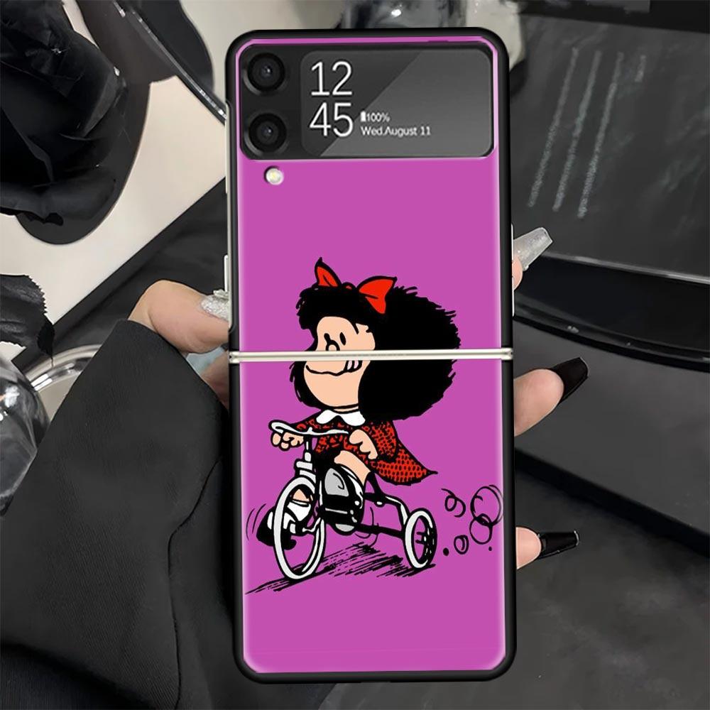 

Мультяшный Милый Чехол для Телефона Мафальда для Samsung Galaxy Z Flip 7 6 5 4 3 5G Черный Чехол ZFlip7 ZFlip6 ZFlip5 ZFlip4 ZFlip3 Fundas Gal Samsung Z Flip 7
