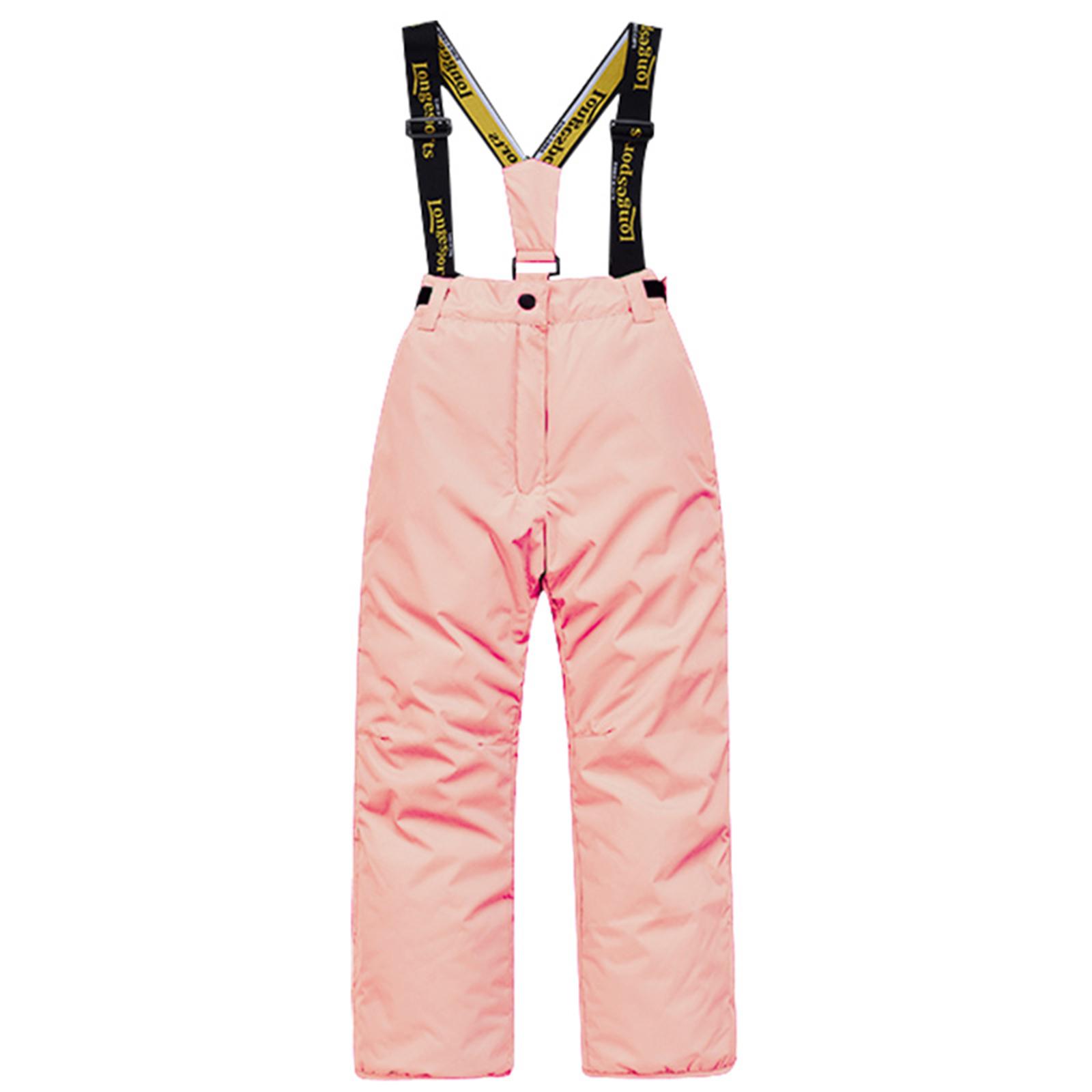 

Детская модная лыжная одежда Мальчиковые и Девочковые Утепленные Водонепроницаемые Термо Лыжные Полукомбинезоны 10 розовый