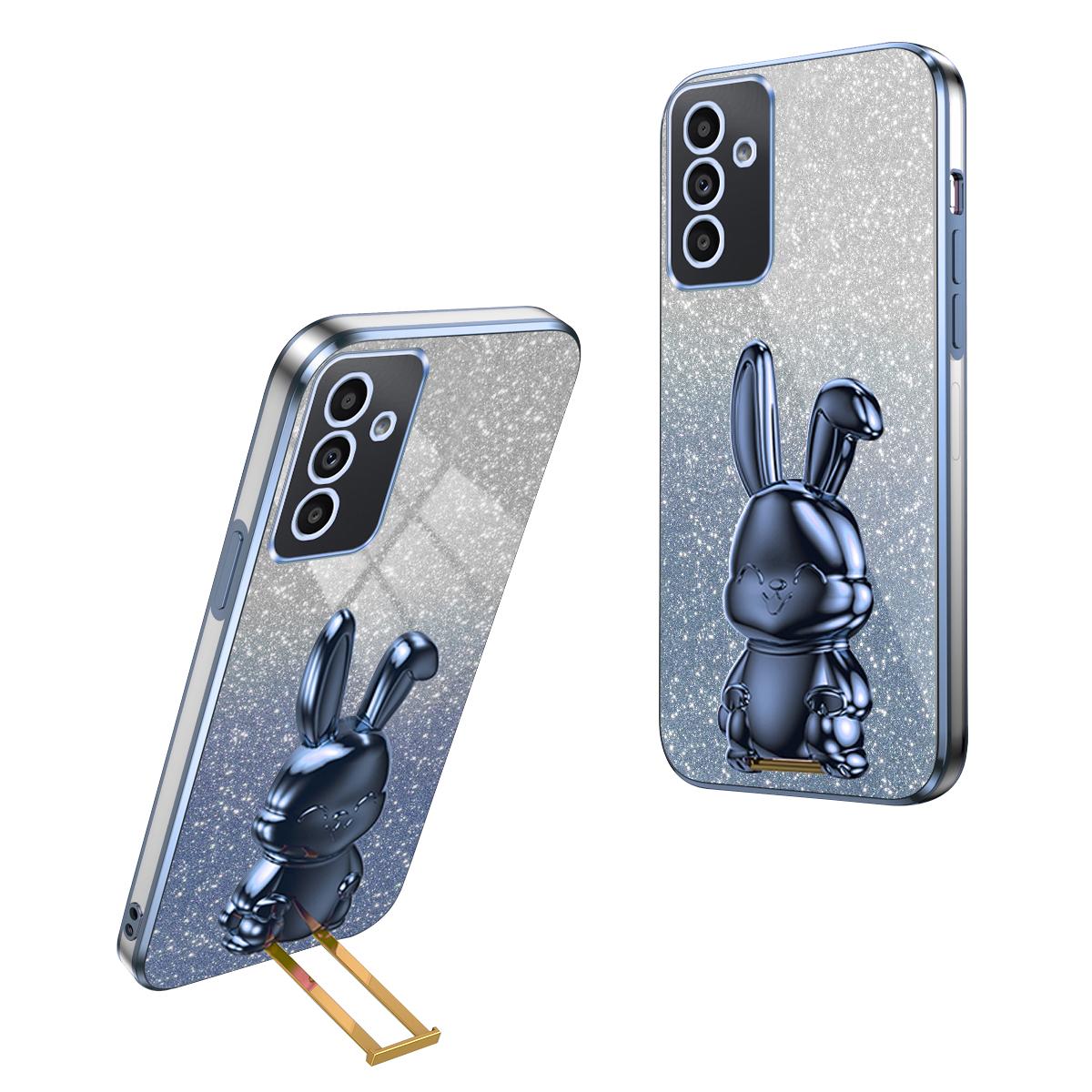 

Чехол для телефона Samsung Galaxy S24 с блестящим порошком и кроликом в дизайне с выдвижной подставкой Blue