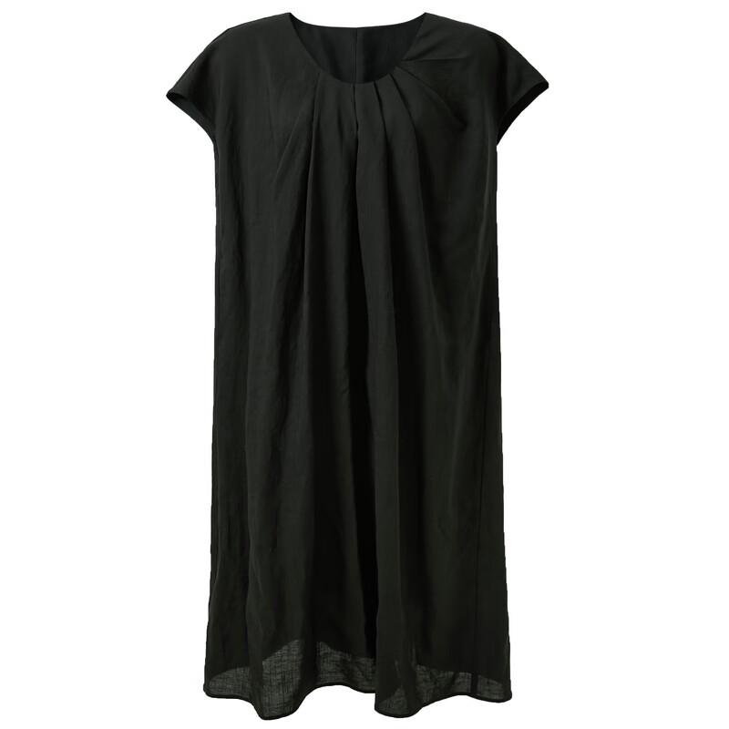 Sancai 2025 Summer Lyocell Loose A-Line U-Neck Maxi Dress