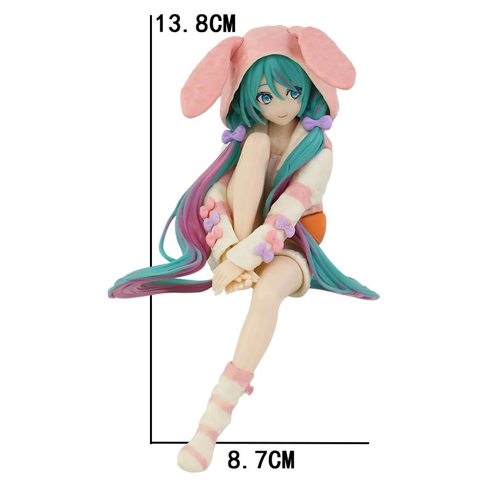 13.8cm Cute Rabbit Ear Pajamas Miku Figure Anime Proportional Humanoid Model Gift Car Decoration Doll Model Kids Toys Fans