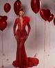 European and American sexy heavy industry embroidery beads long sleeves and ground dinner party dress dress
