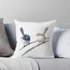 Vintage Flycatcher Bird Pillow Case DoubleSided Blue White Print Decorative Cushion Cover Machine Washable Home Decor PC