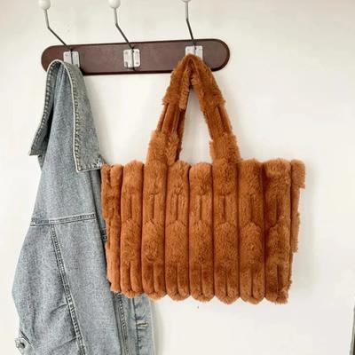 Large Capacity Pleated Plush Portable  Solid Casual Bag  Versatile Shoulder Bag  Fashion  Light Luxury