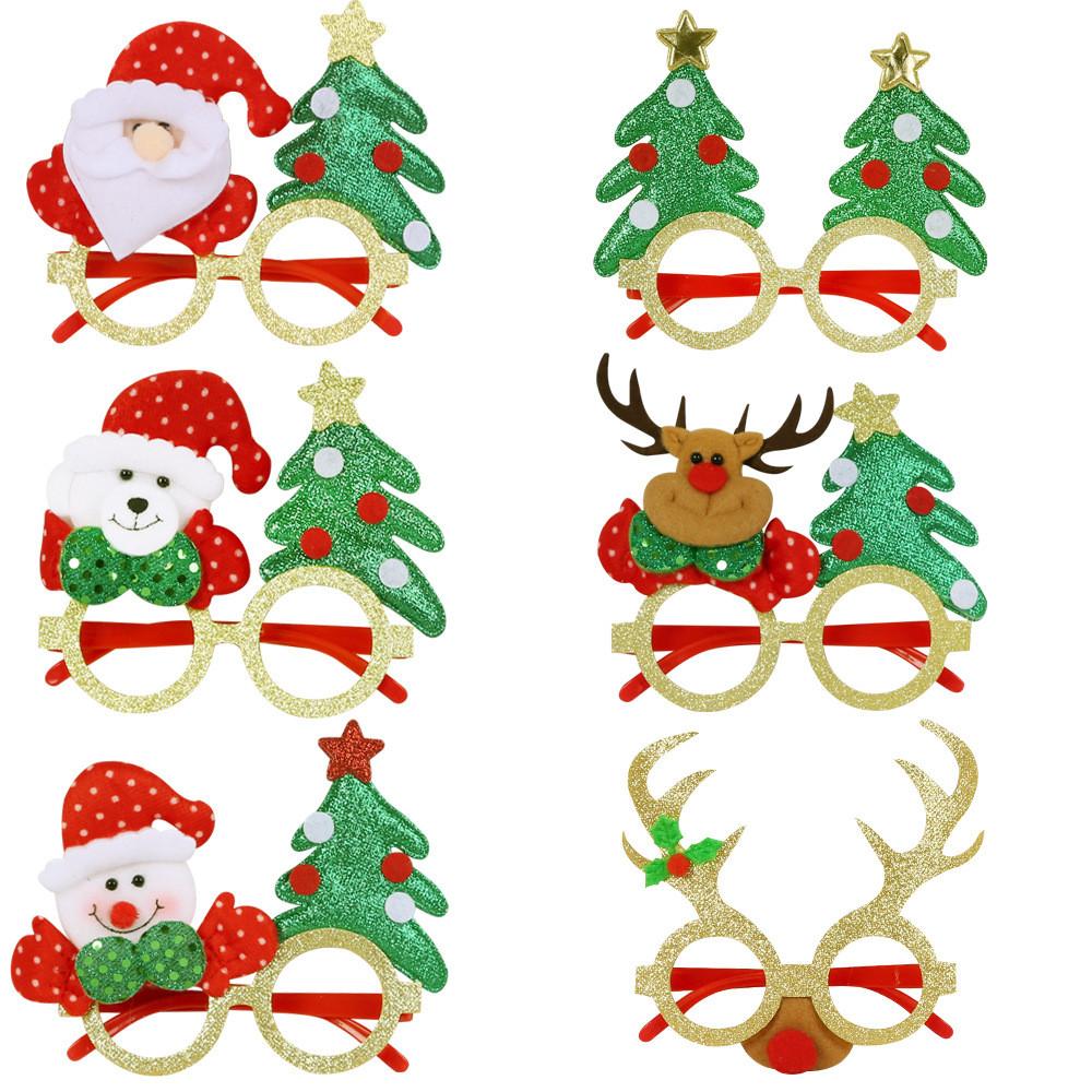 Christmas Cartoon Style Glasses With Playful Reindeer Antlers Perfect For Events Holiday