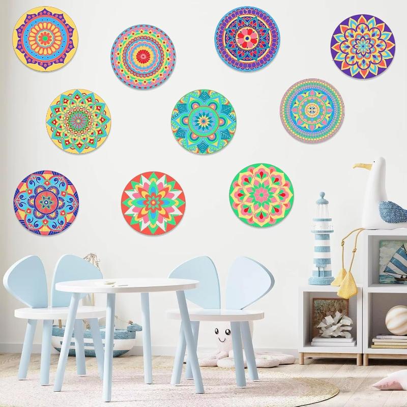 Wooden Mandala Painting10 Unfinished Wood Cutouts with for Making Kit Mandala Crafts for Painting DIY Crafts Home Decors