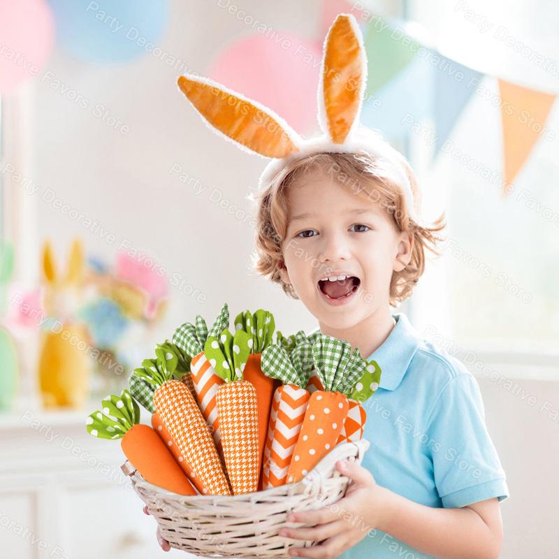 5Pcs Easter Fabric Carrot Ornaments 2026 Spring Easter Home Tray Decoration Kids Birthday Favors Gift Holiday Party Supplies