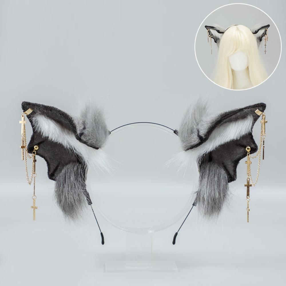 Plush Halloween Headband Bat Cosplay Bat Ear Headband Quirky Halloween Accessory Halloween Party