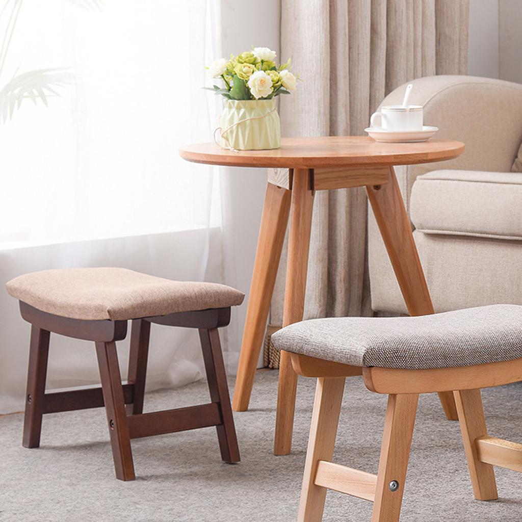 Footstool Wooden Structure Sponge Cushion Step Stool Home Decor White Blue