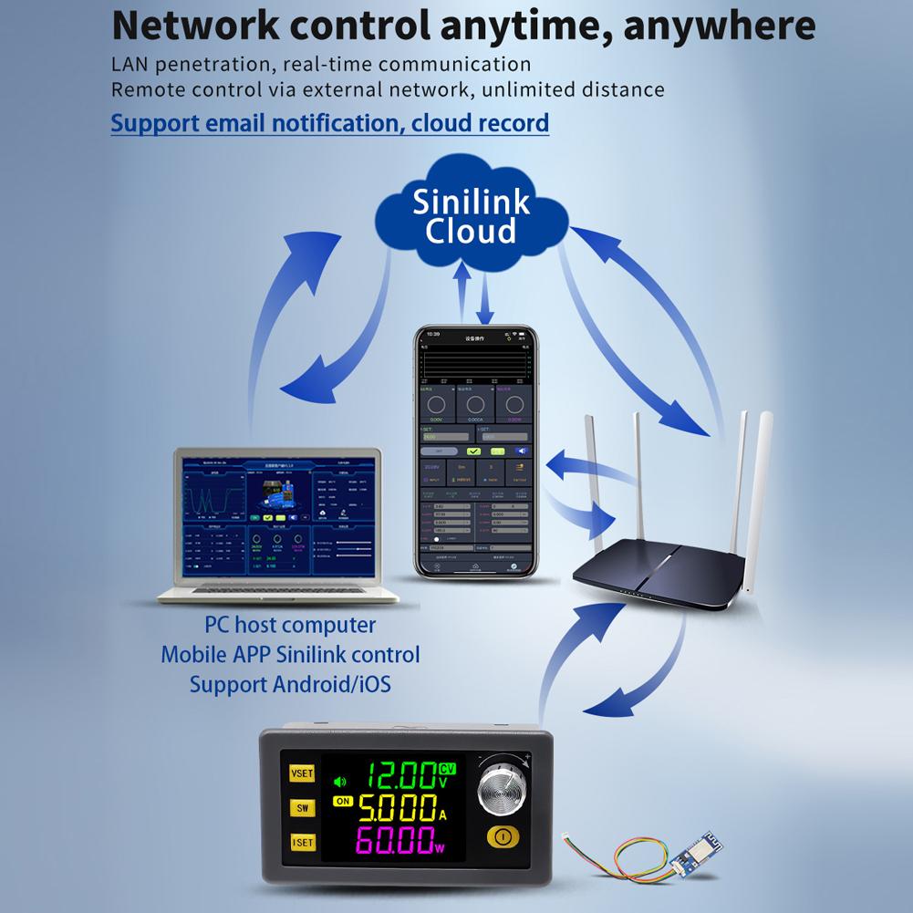Digital likestrømsspenningsregulator Strømforsyningsmodul Full visningsvinkel VA LCD-fargeskjerm