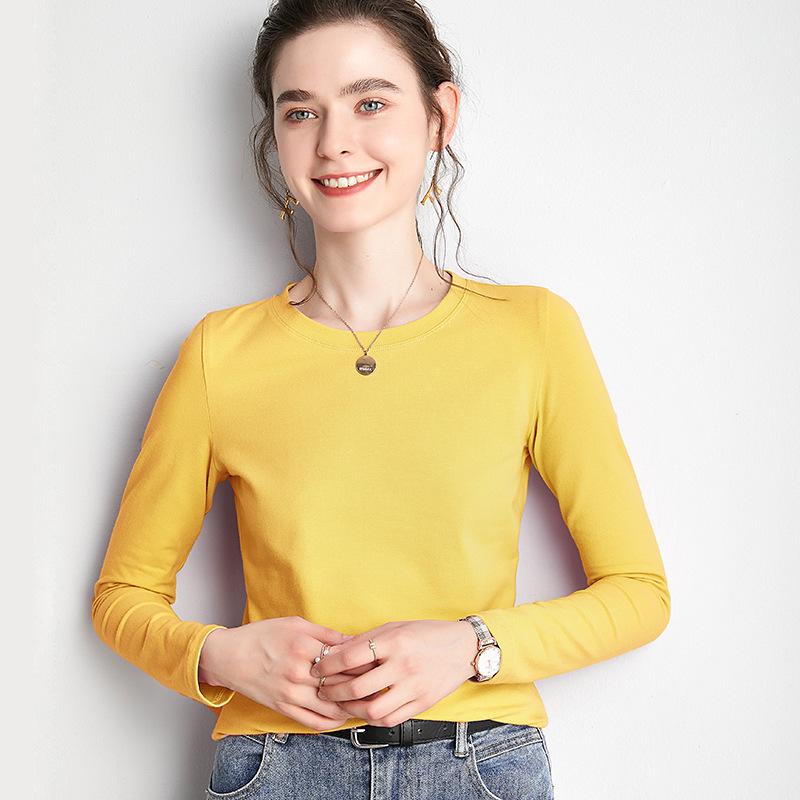 Women's long-sleeved t-shirt women's new autumn bottoming shirt round neck t-shirt loose solid color simple top