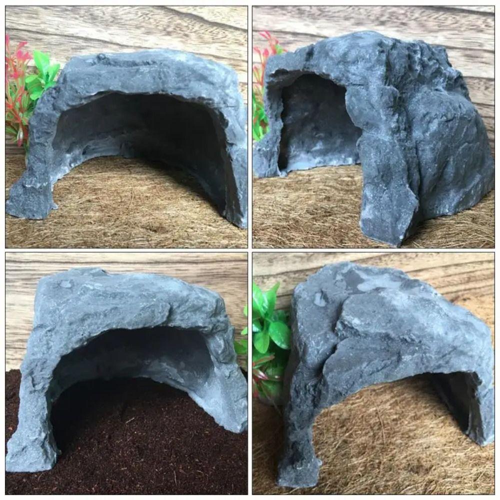 Realistic Reptile Hideout Hiding Cave Resin Pet Hide Rest Shelter Craft Turtle Lair Desktop