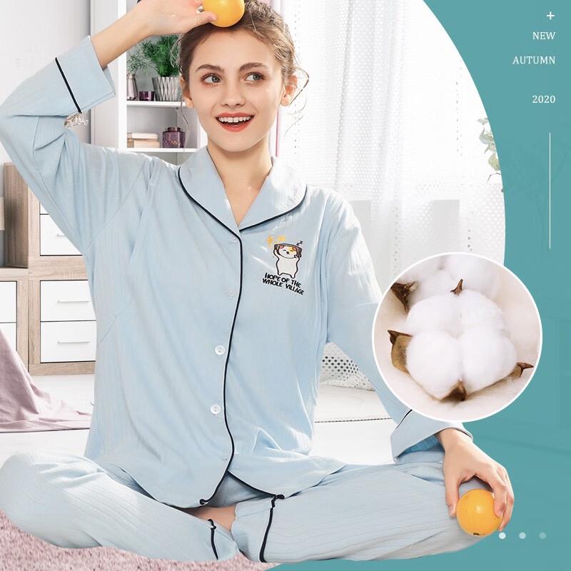 NuoYI Cotton Maternity & Nursing Pajama Set