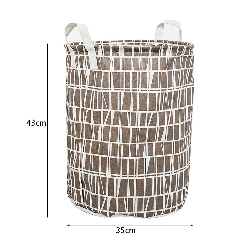 Cotton Linen Dirty Laundry Basket Foldable Round Waterproof Organizer Bucket Clothing Children Toy Large Capacity Storage Home