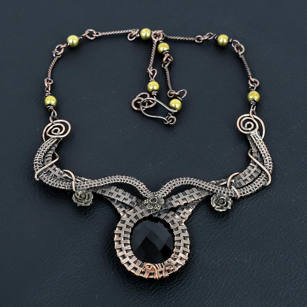 Black Spinel Necklace, 999 Copper Wire Wrapped Necklace Handmade Gemstone Jewelry, Gifts For Wife Brand New Necklace
