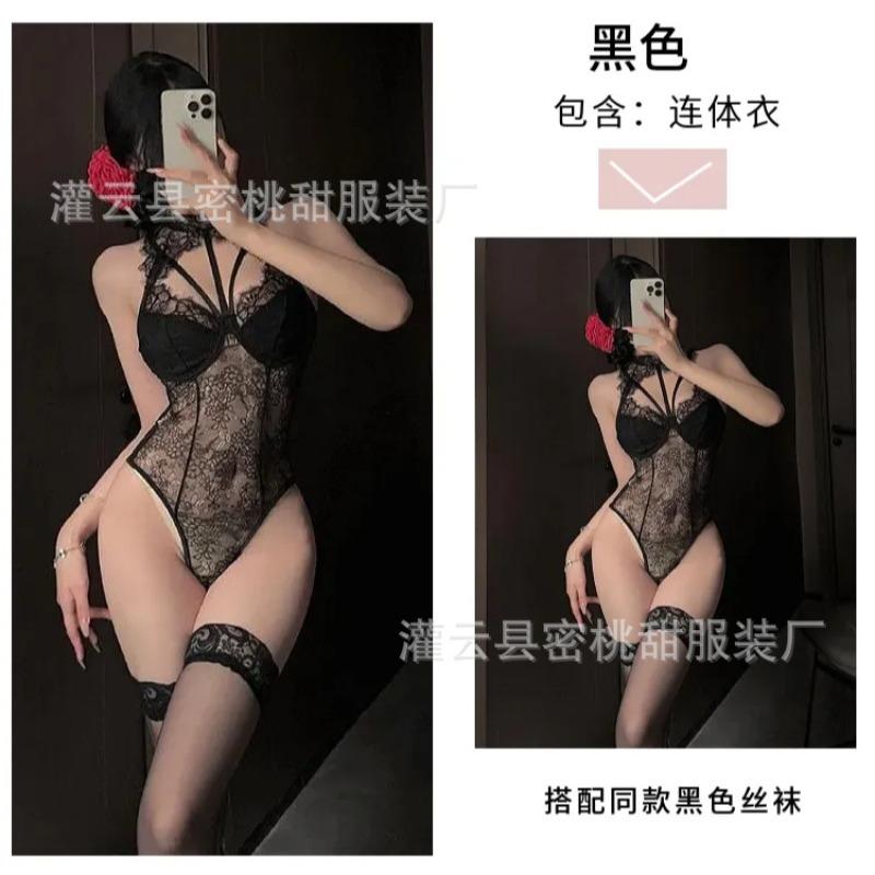 Sexy lingerie sexy lace perspective slim-fit onesie chest hollow summer home pajamas