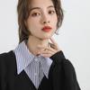 Women Blue Striped Half Shirts Autumn Detachable Dickey Lapel False Collar Multifunctional Layering Crop Top for Sweater