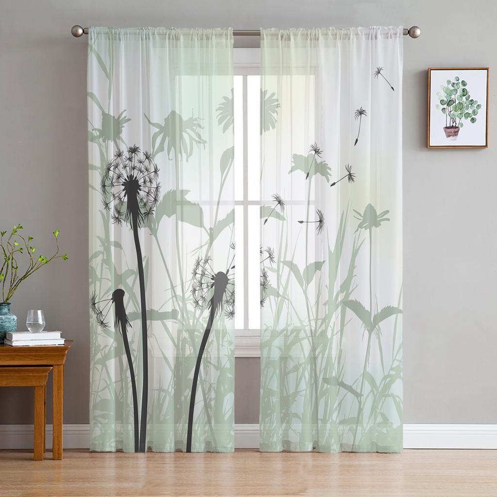 Lack White Dandelion Seeds Tulle Curtains For Living Room Voile Sheer Window Curtain For Bedroom Chiffon Curtains For Kitchen
