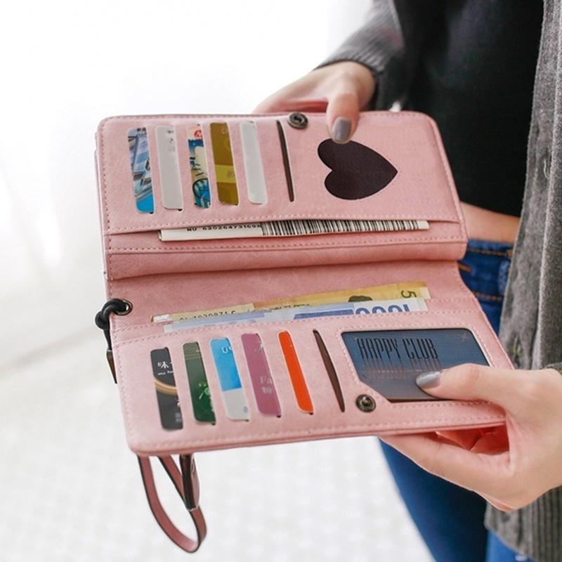 Women's Luxurious Leather Zipper Long Wallet With Large Capacity And Hasp Handbag