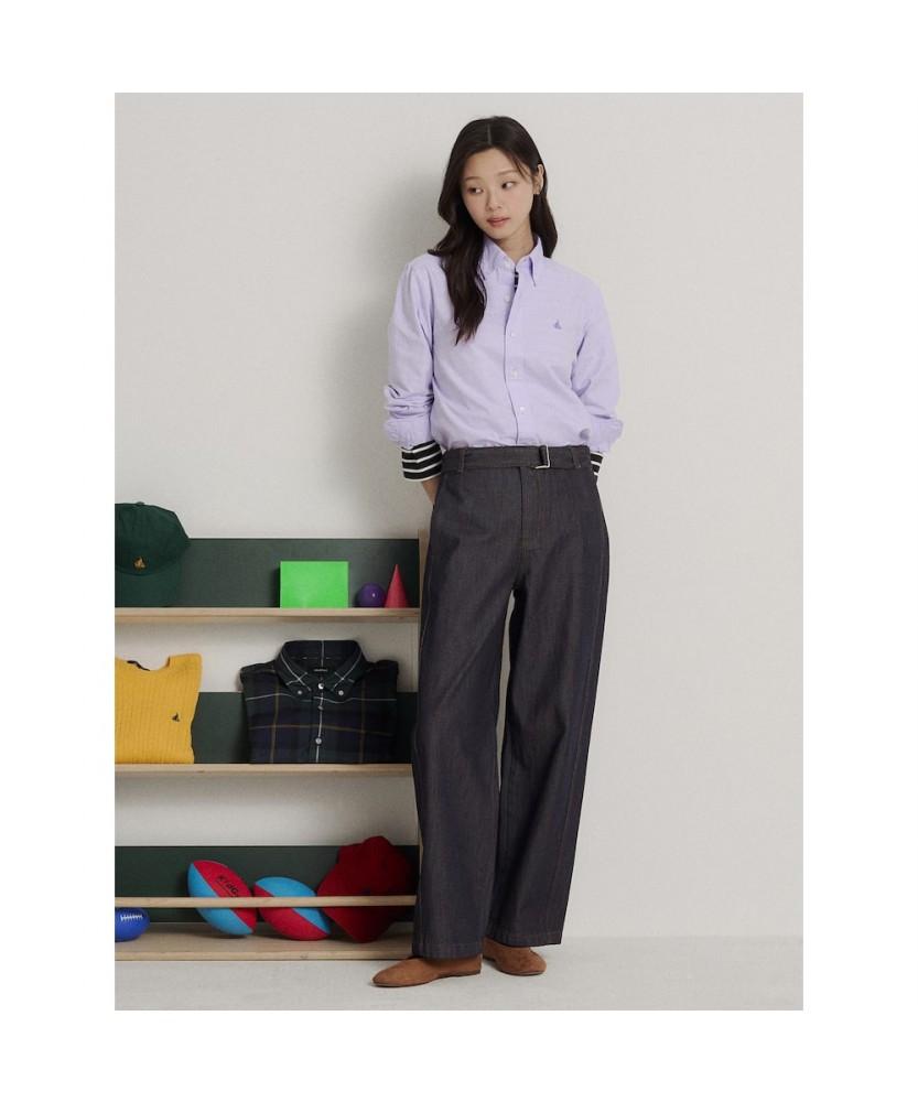 Binpolmen [Essential] Unisex Oxford Solid Shirt Light Purple