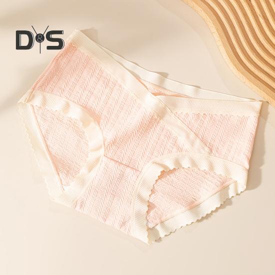 Women Panties Jacquard Mid Waist Seamless Contrast Color Good Breathability Slim Fit Thin Quick Dry Pregnant Postpartum Women Casual Underpants Lady