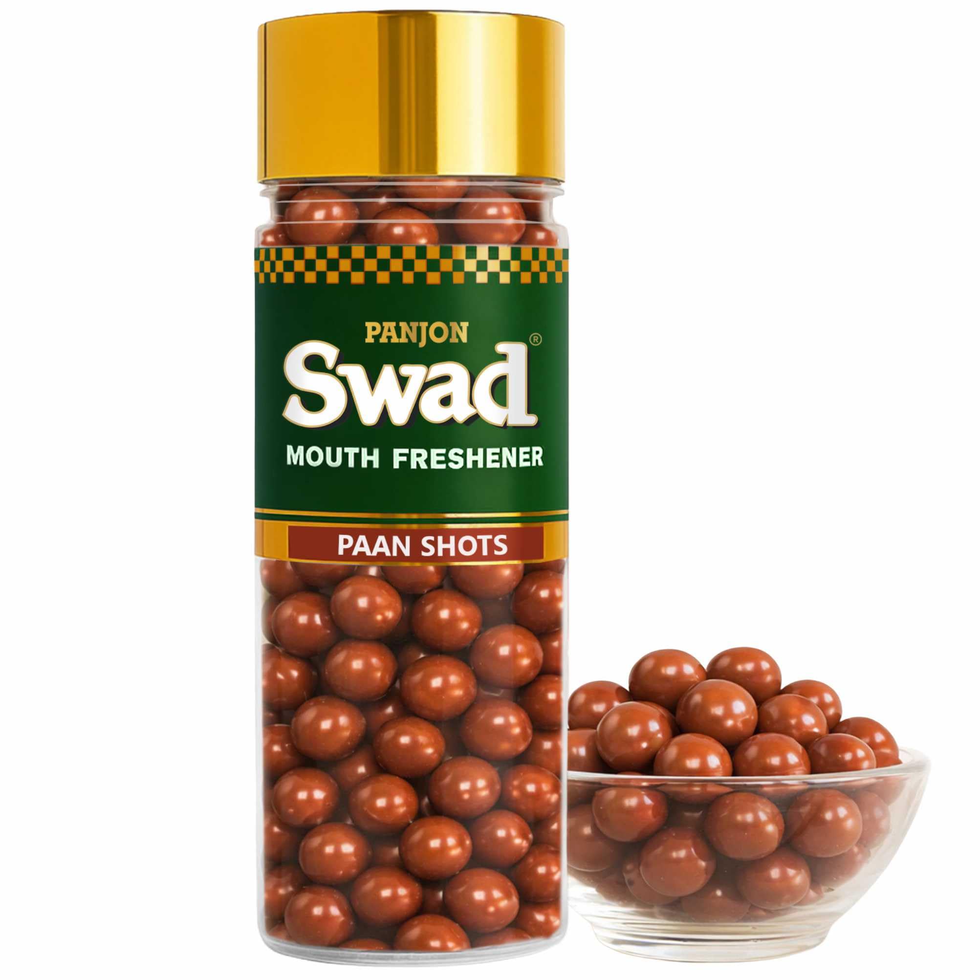 Swad Paan Shots (Instant Pan Candy Mouthfreshener Mukhwas) Real Pan Toffee Balls, 1 Bottle, 150 Gram
