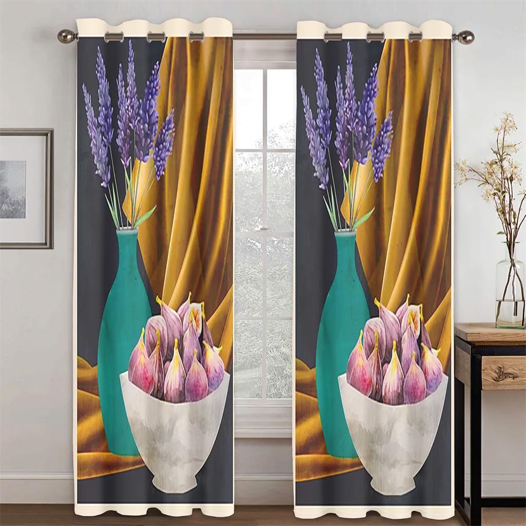 

3D Абстрактный Геометрический Дизайн Искусство Зеленый Фруктовый Узор Шторы Современный Простой Стиль Дом Гостиная Спальня Украшение Окна 50W130H(CM)x2&Grommet Top