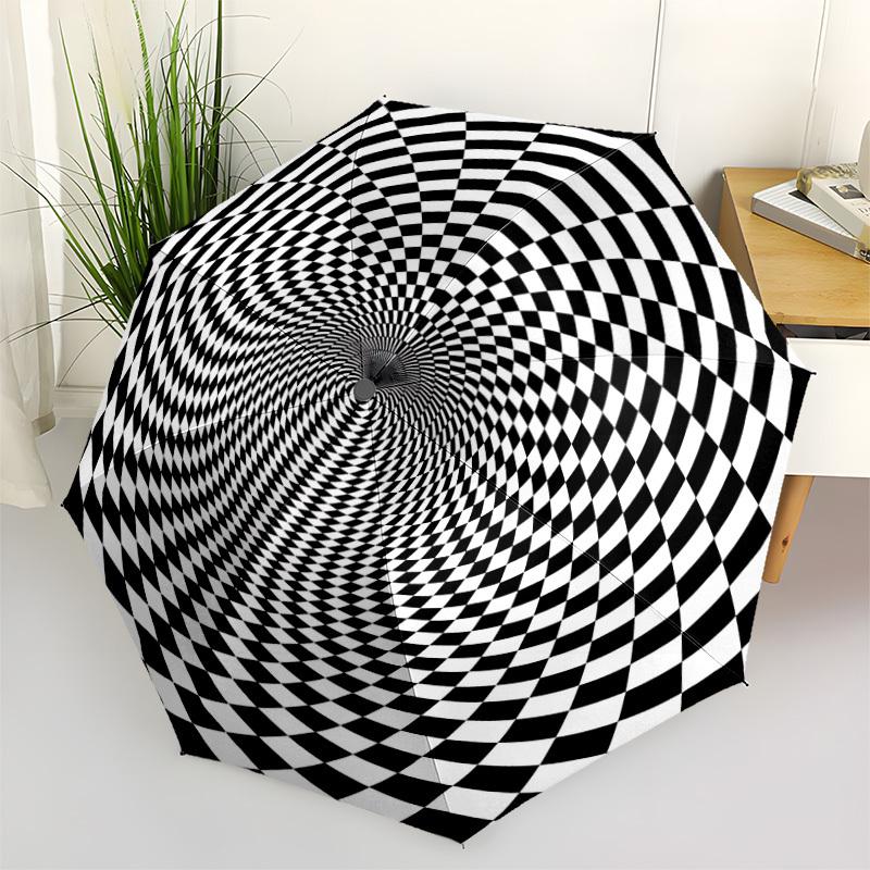 

1pc Optical Illusion Automatic Opening and Closing Folding Umbrella with 8 Iron Ribs - Portable, Foldable for Travel yy251124055