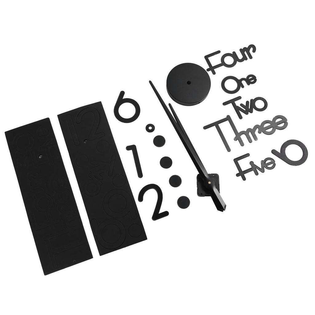 Frameless Adhesive Wall Clock DIY Mirror Surface Sticker for Home Office Room DecorLarge Black