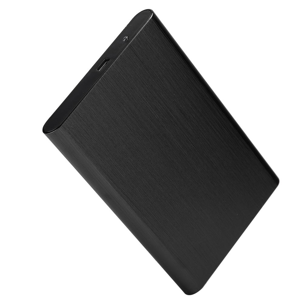 USB2.0 Aluminum Alloy Brushed Mobile Hard Disk Box with Shockproof for 2.5inch SATA HDDSSD Black